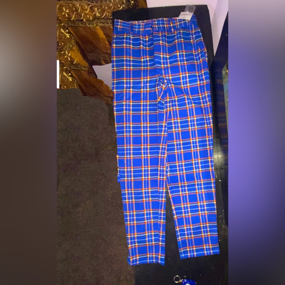 Squared print wide legged pants